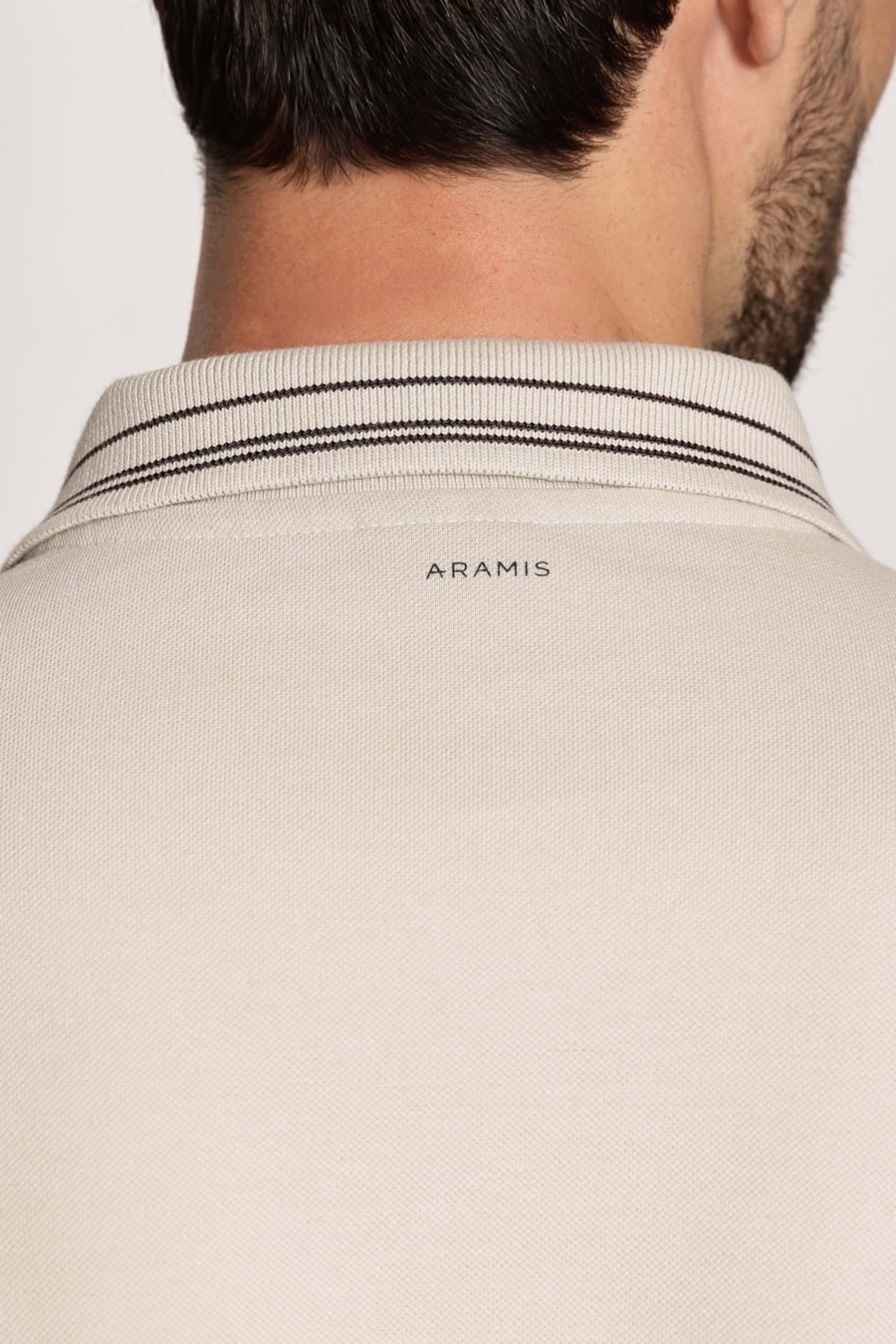 Polo Manga Curta Piquet Gola Listras Off White — foto 4 de 6