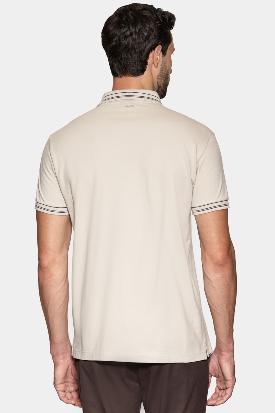 Polo Manga Curta Piquet Gola Listras Off White — foto 5 de 6