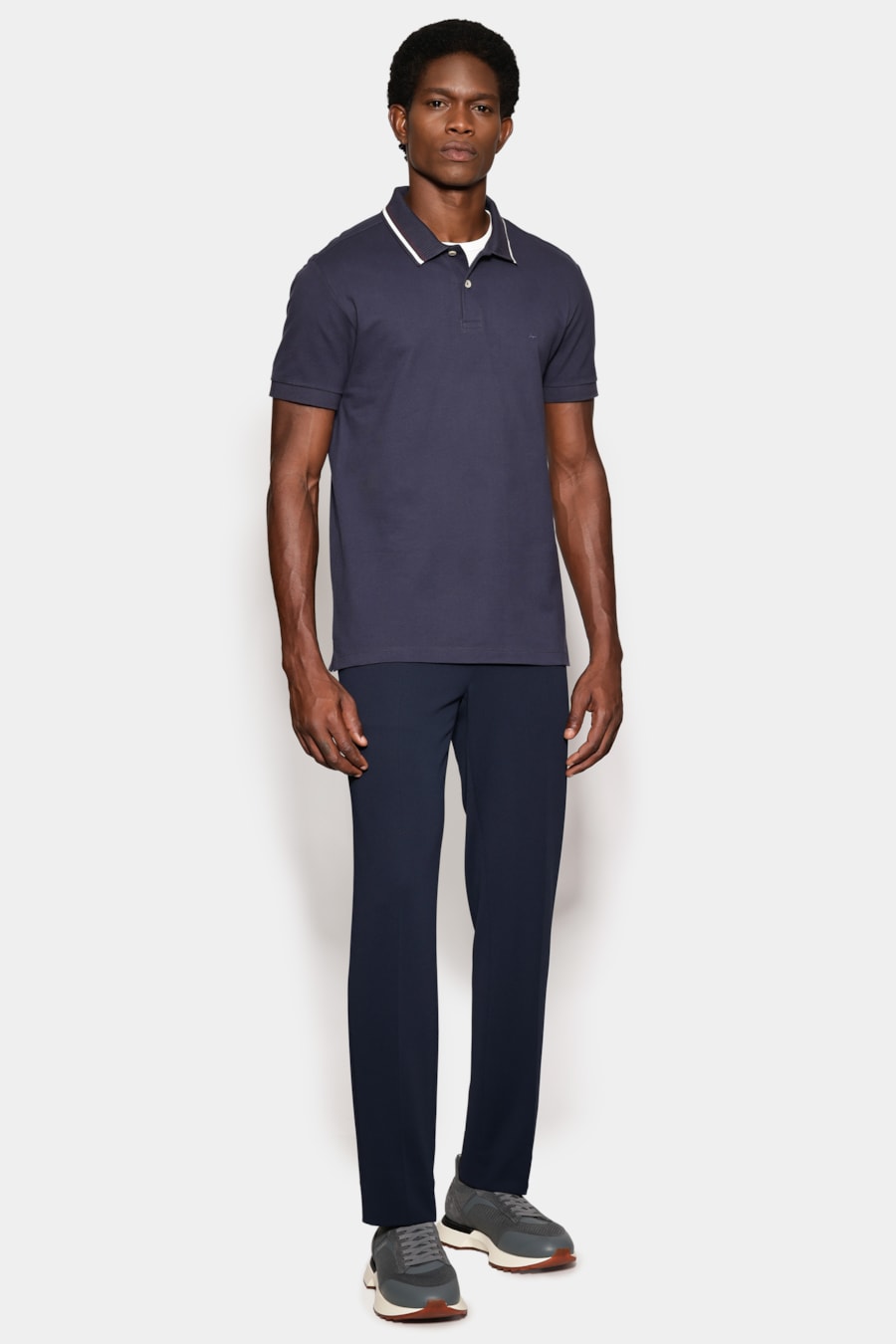 Polo Manga Curta Piquet Gola Navy Navy — foto 2 de 6