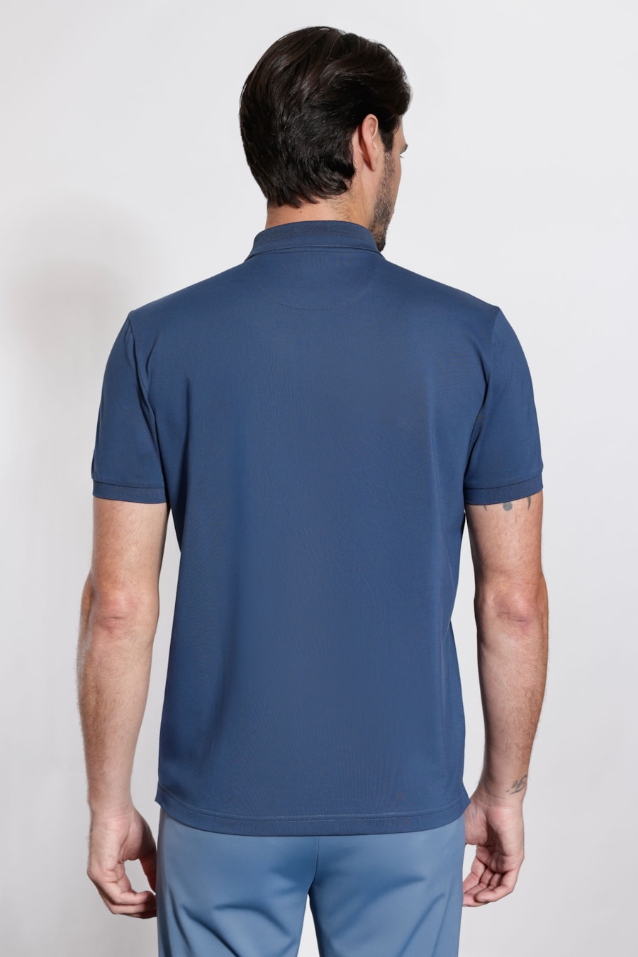 Polo Manga Curta Piquet Silk Tech Azul — foto 4 de 5