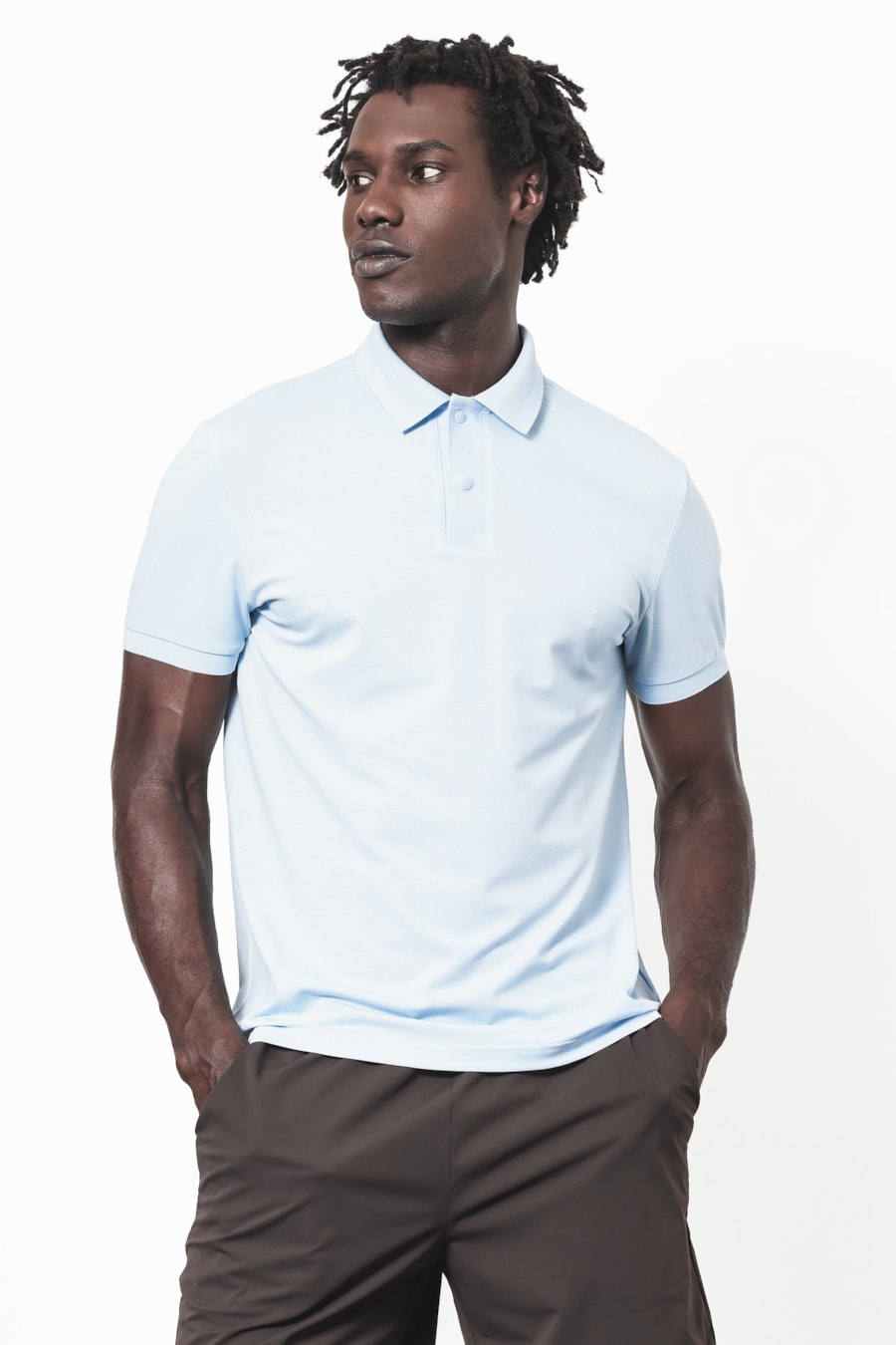 Polo Manga Curta Piquet Silk Tech Azul Claro — foto 1 de 7