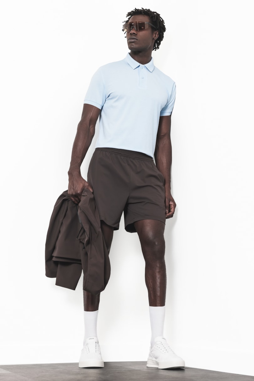 Polo Manga Curta Piquet Silk Tech Azul Claro