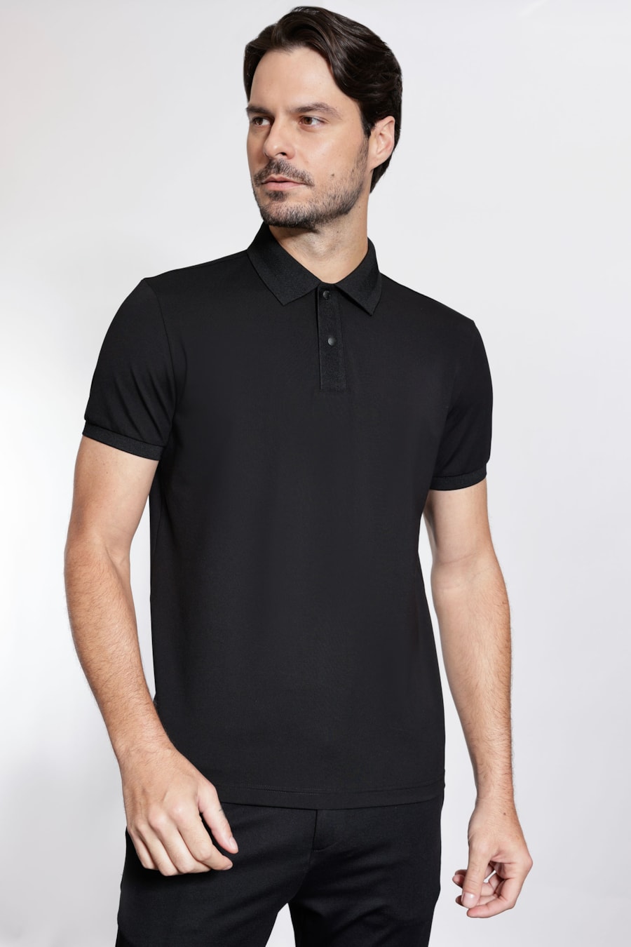 Polo Manga Curta Piquet Silk Tech Preto — foto 1 de 5