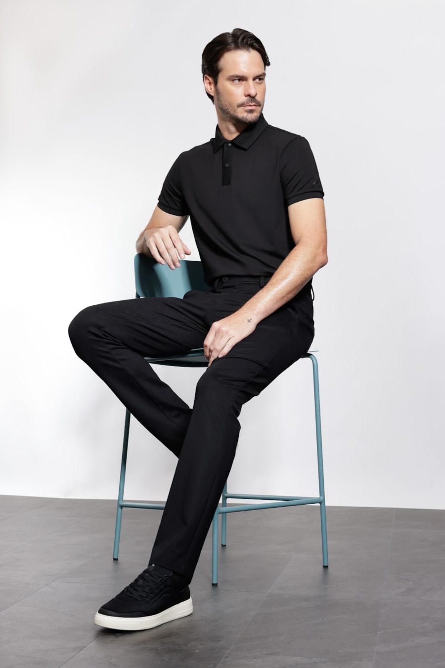 Polo Manga Curta Piquet Silk Tech Preto — foto 2 de 5