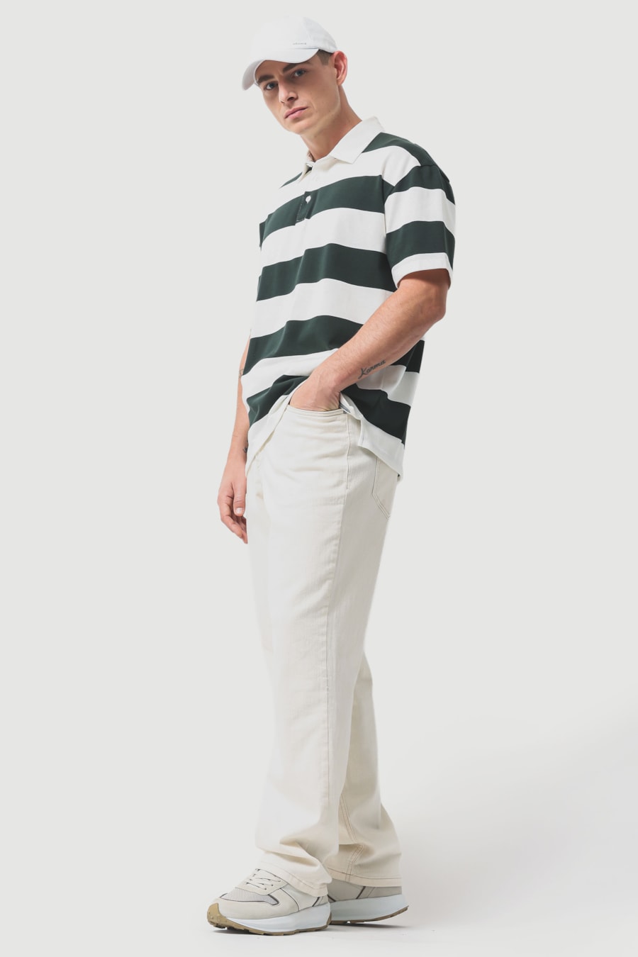 Polo Manga Curta Rugby Listrado Box Off White C/ Floresta 118 — foto 2 de 7