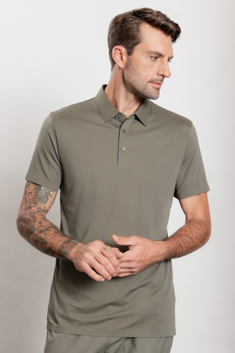 Polo Manga Curta Seamless Fume