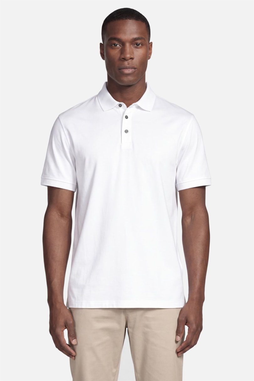 Polo Manga Curta Silk Blend Modal Branco