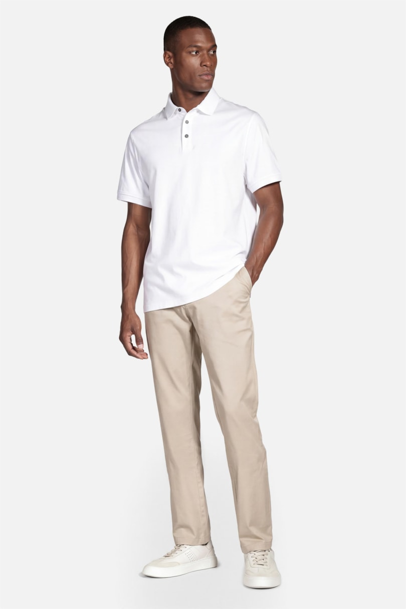 Polo Manga Curta Silk Blend Modal Branco