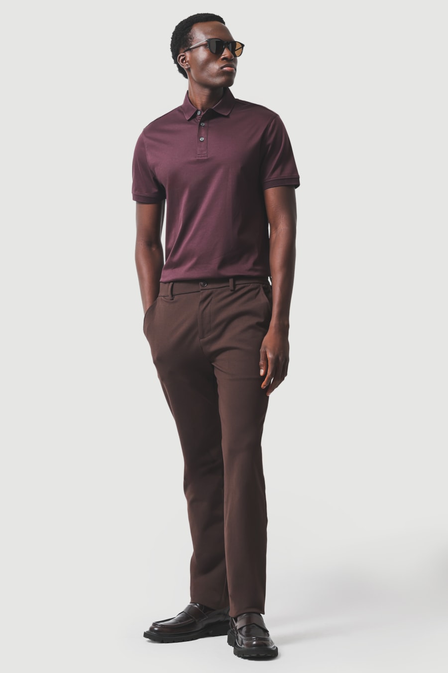 Polo Manga Curta Silk Blend Modal Burgundy 118 — foto 2 de 6