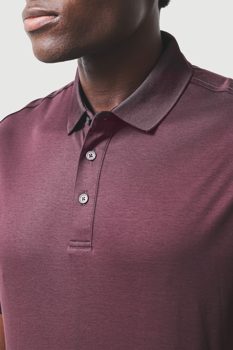 Polo Manga Curta Silk Blend Modal Burgundy 118 — foto 3 de 6