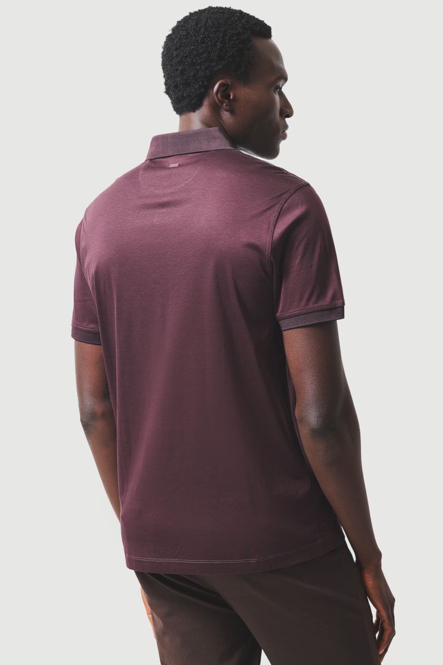 Polo Manga Curta Silk Blend Modal Burgundy 118 — foto 5 de 6