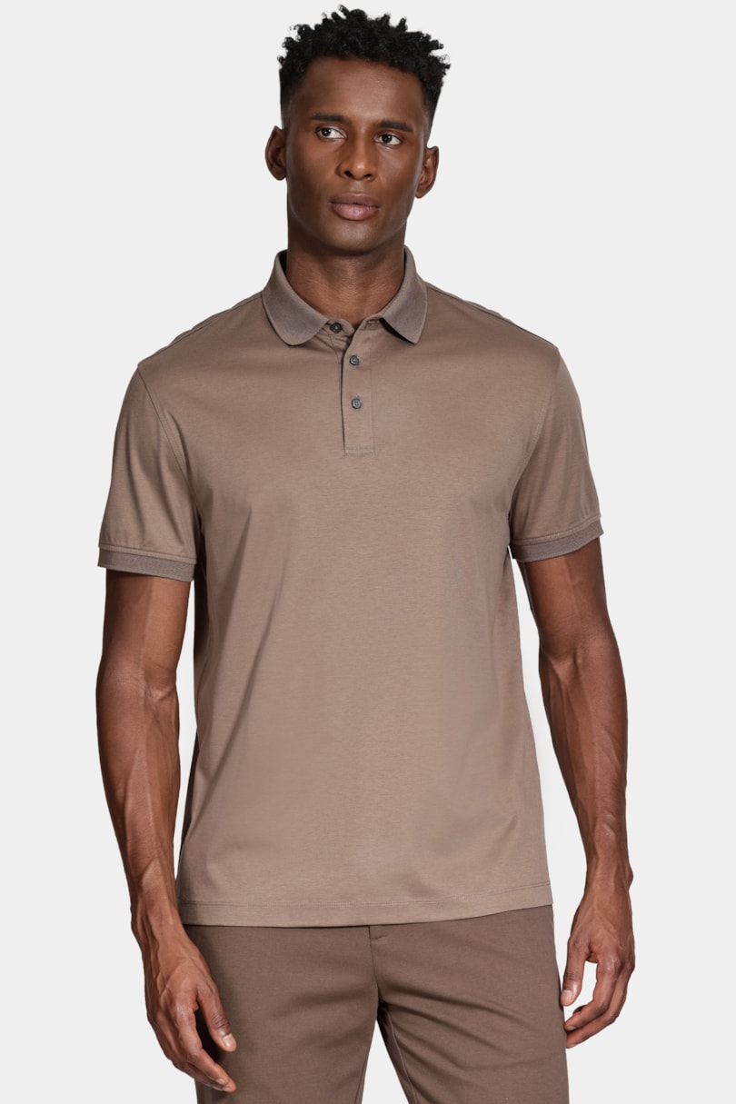 Polo Manga Curta Silk Blend Modal Charuto
