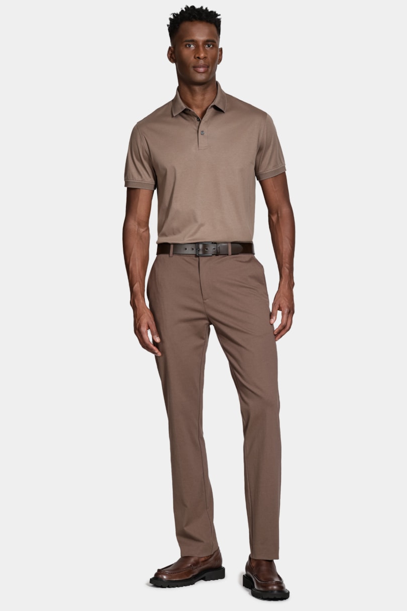 Polo Manga Curta Silk Blend Modal Charuto