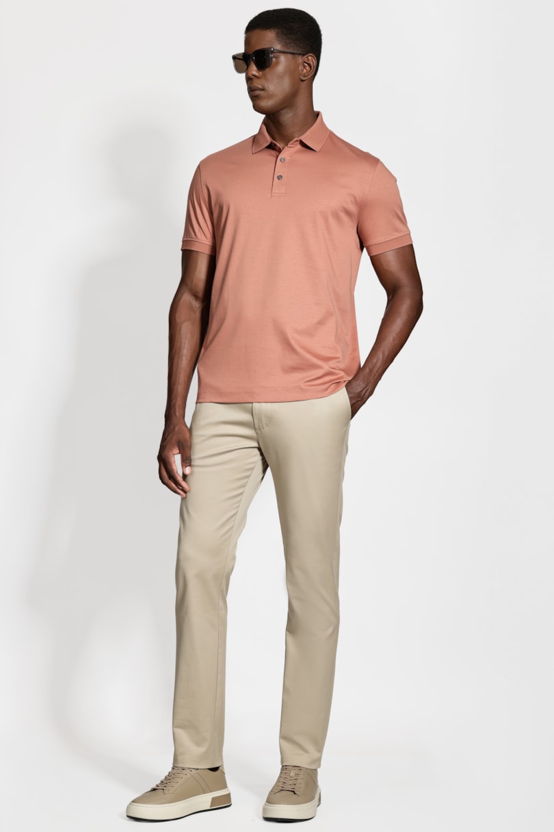 Polo Manga Curta Silk Blend Modal Ferrugem 117