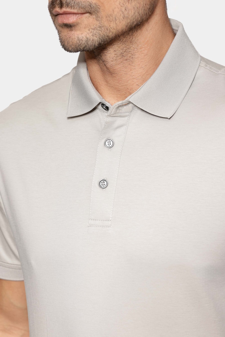 Polo Manga Curta Silk Blend Modal Gelo 117 — foto 3 de 5