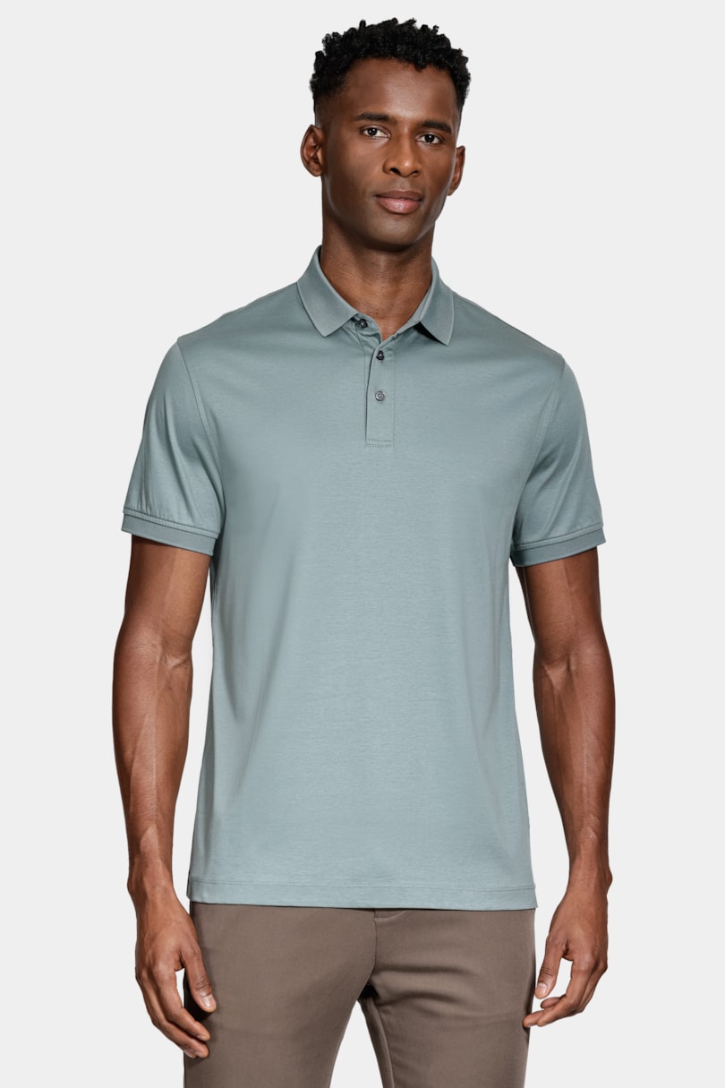 Polo Manga Curta Silk Blend Modal Menta