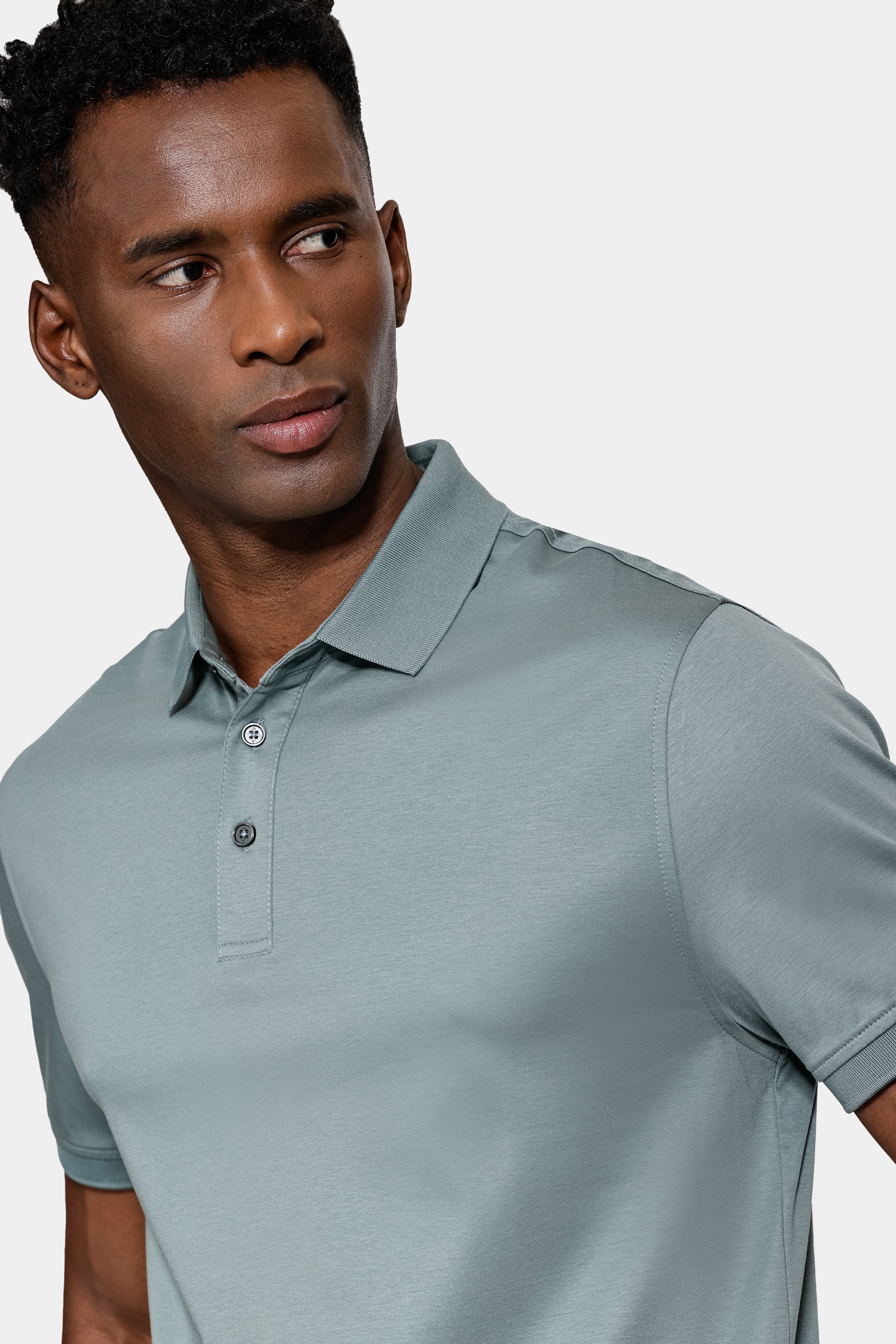 Polo Manga Curta Silk Blend Modal - Menta