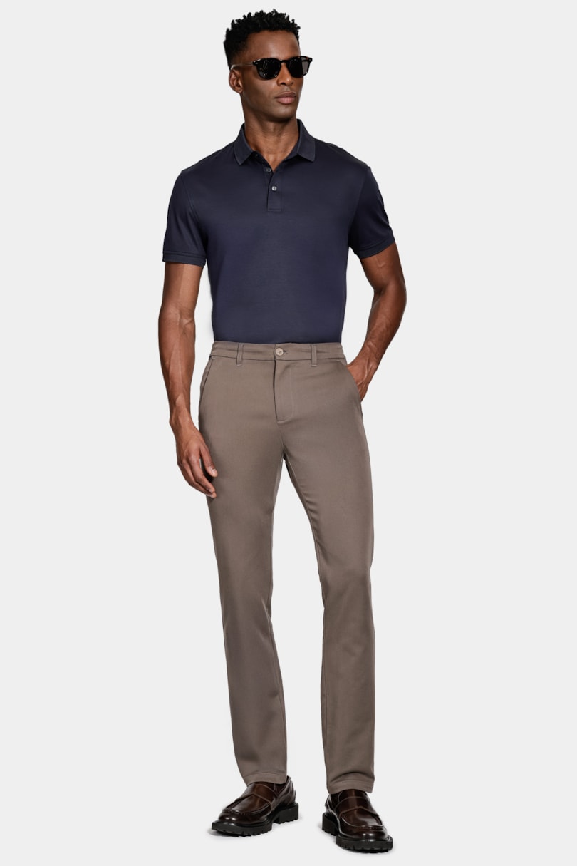 Polo Manga Curta Silk Blend Modal Navy