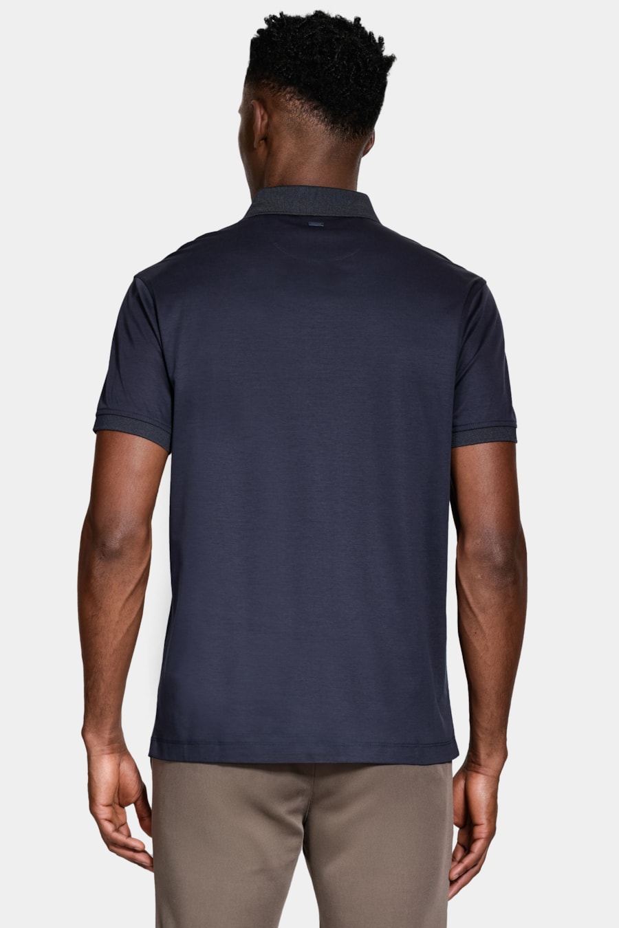 Polo Manga Curta Silk Blend Modal Navy — foto 4 de 5