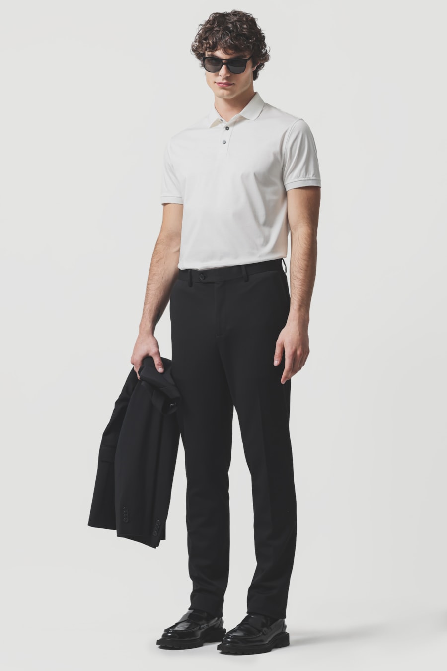 Polo Manga Curta Silk Blend Modal Off White — foto 2 de 6