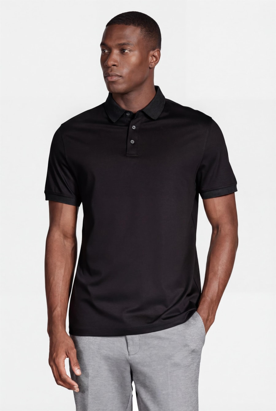 Polo Manga Curta Silk Blend Modal Preto — foto 1 de 5