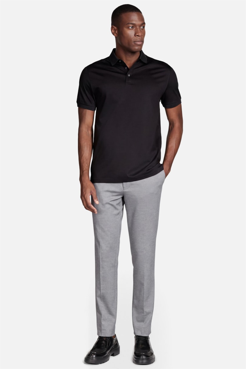 Polo Manga Curta Silk Blend Modal Preto