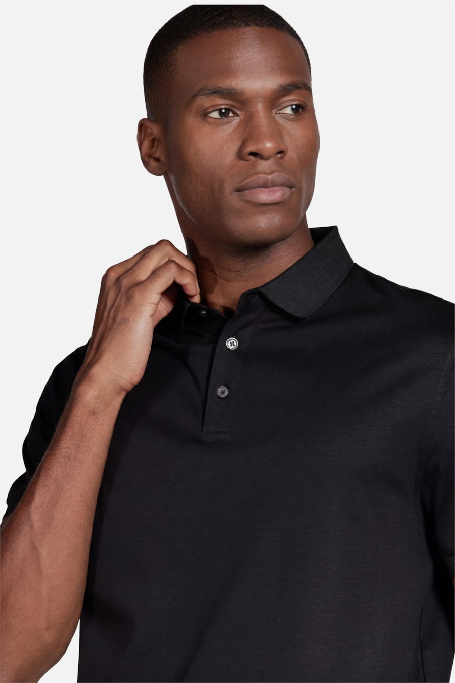 Polo Manga Curta Silk Blend Modal Preto — foto 3 de 5