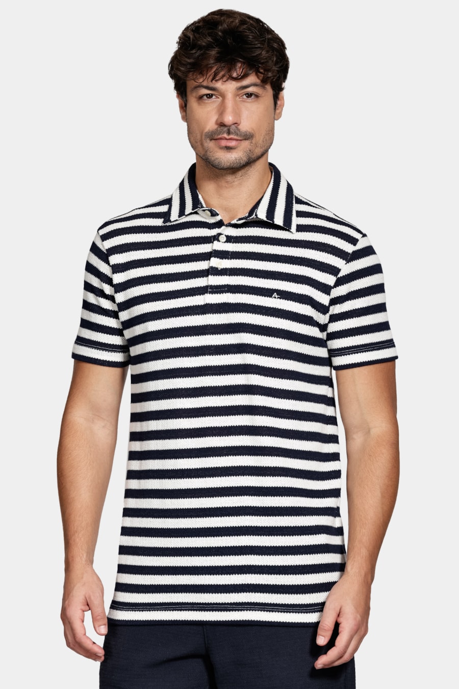 Polo Manga Curta Tricot Listrada Navy — foto 1 de 5