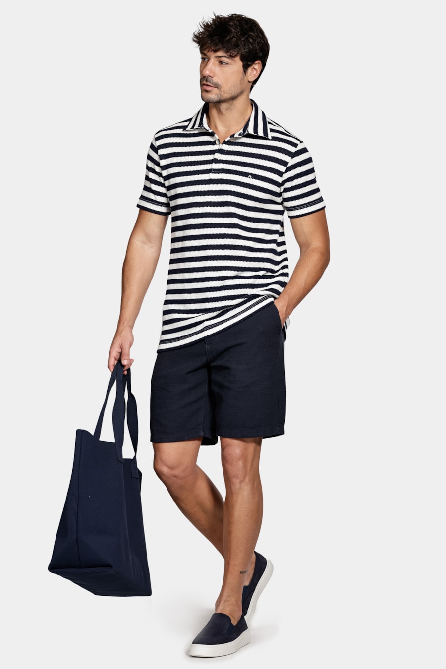 Polo Manga Curta Tricot Listrada Navy — foto 2 de 5