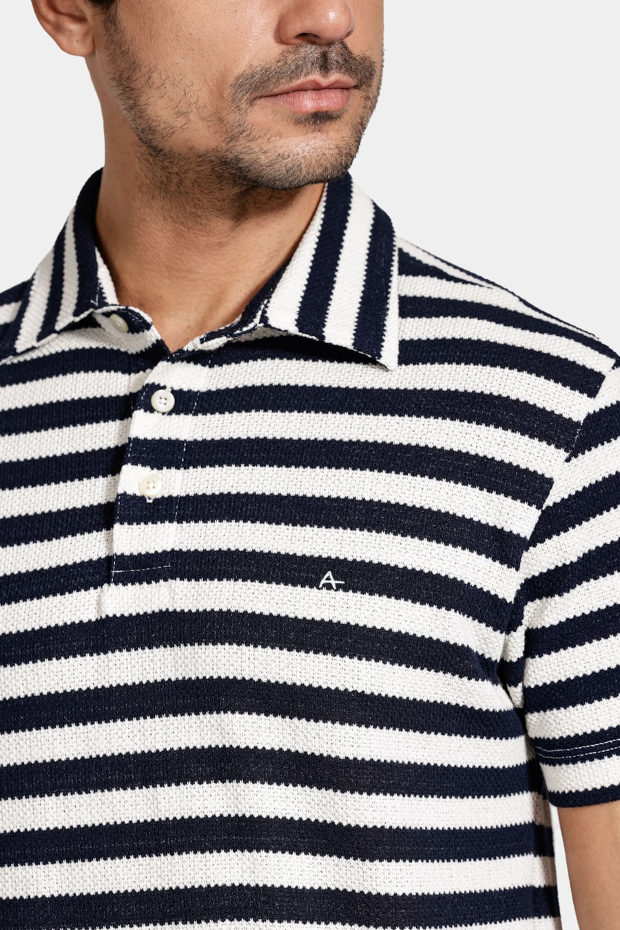 Polo Manga Curta Tricot Listrada Navy — foto 3 de 5