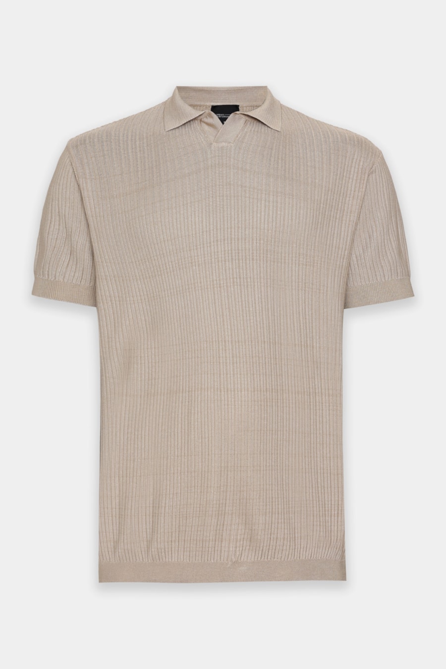 Polo Manga Curta Tricot Rib Rayon Camel — foto 5 de 6
