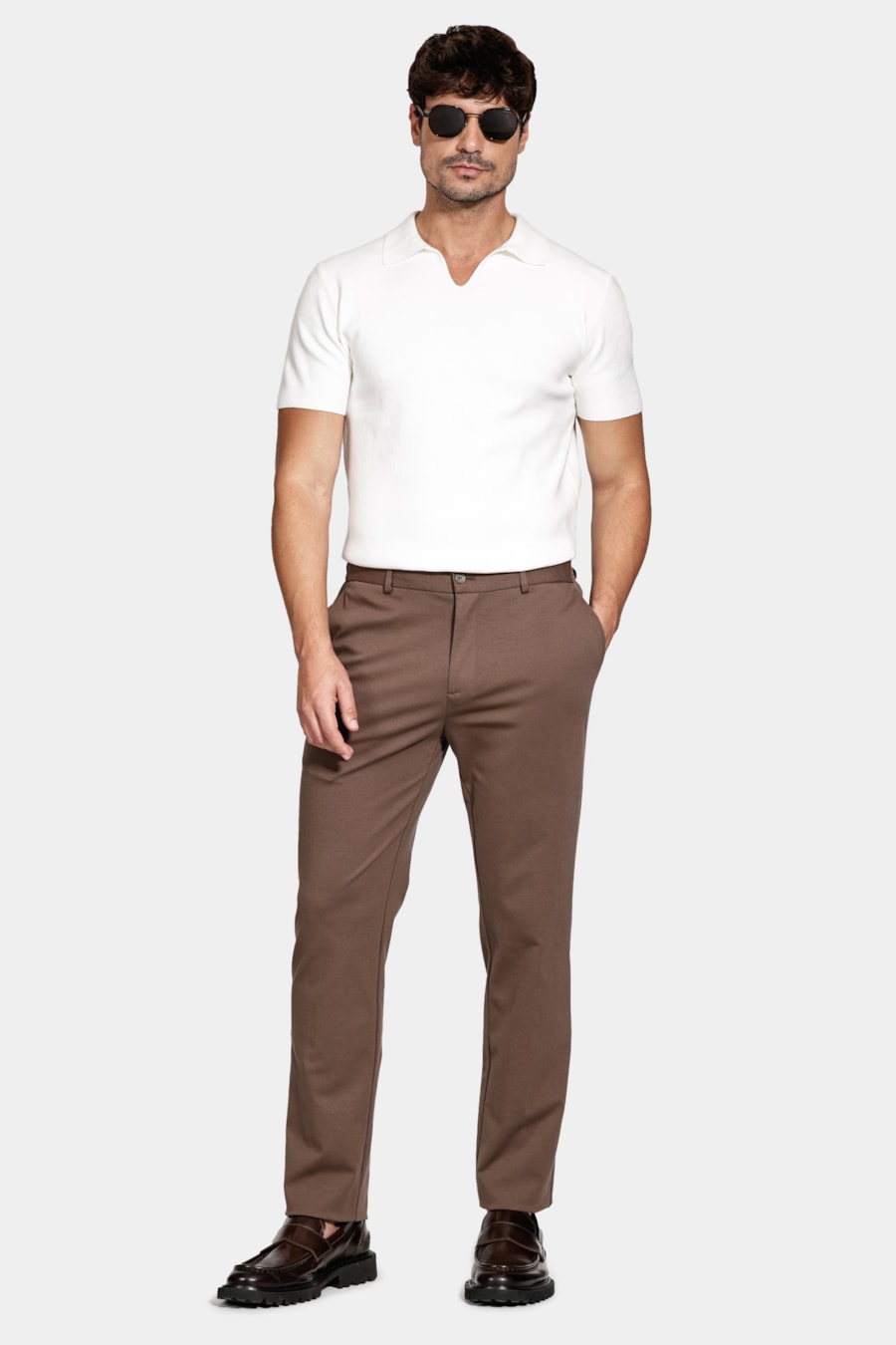 Polo Manga Curta Tricot Seamless Off White — foto 2 de 6