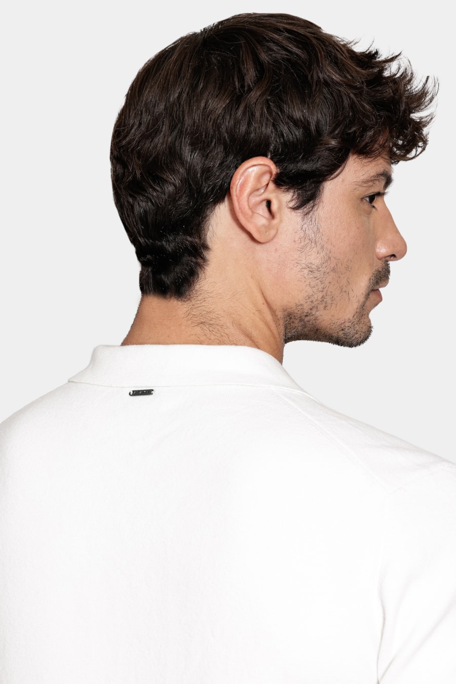 Polo Manga Curta Tricot Seamless Off White — foto 4 de 6