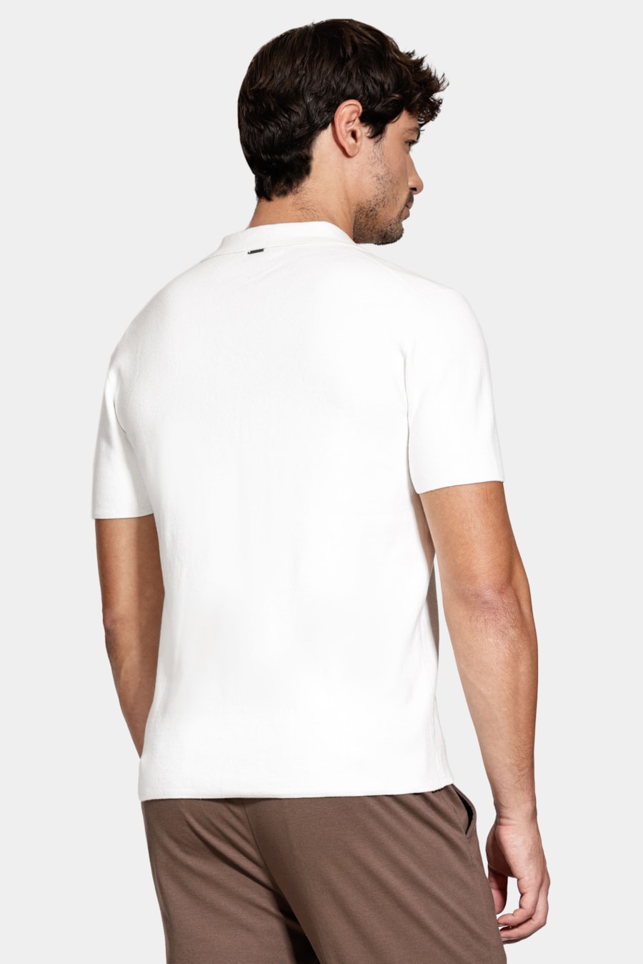 Polo Manga Curta Tricot Seamless Off White — foto 5 de 6