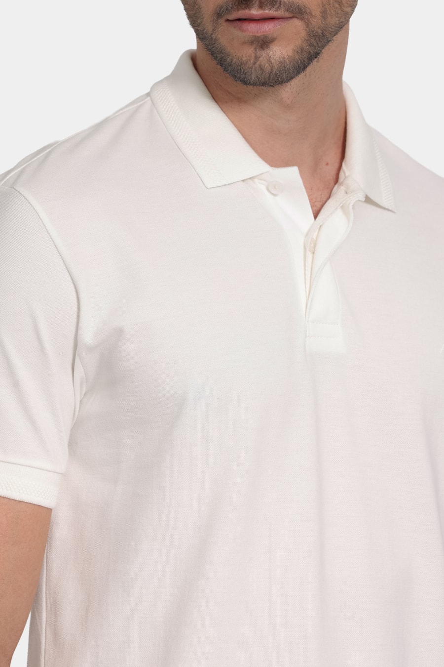 Polo Manga Curta Vista Coberta Off White — foto 3 de 5