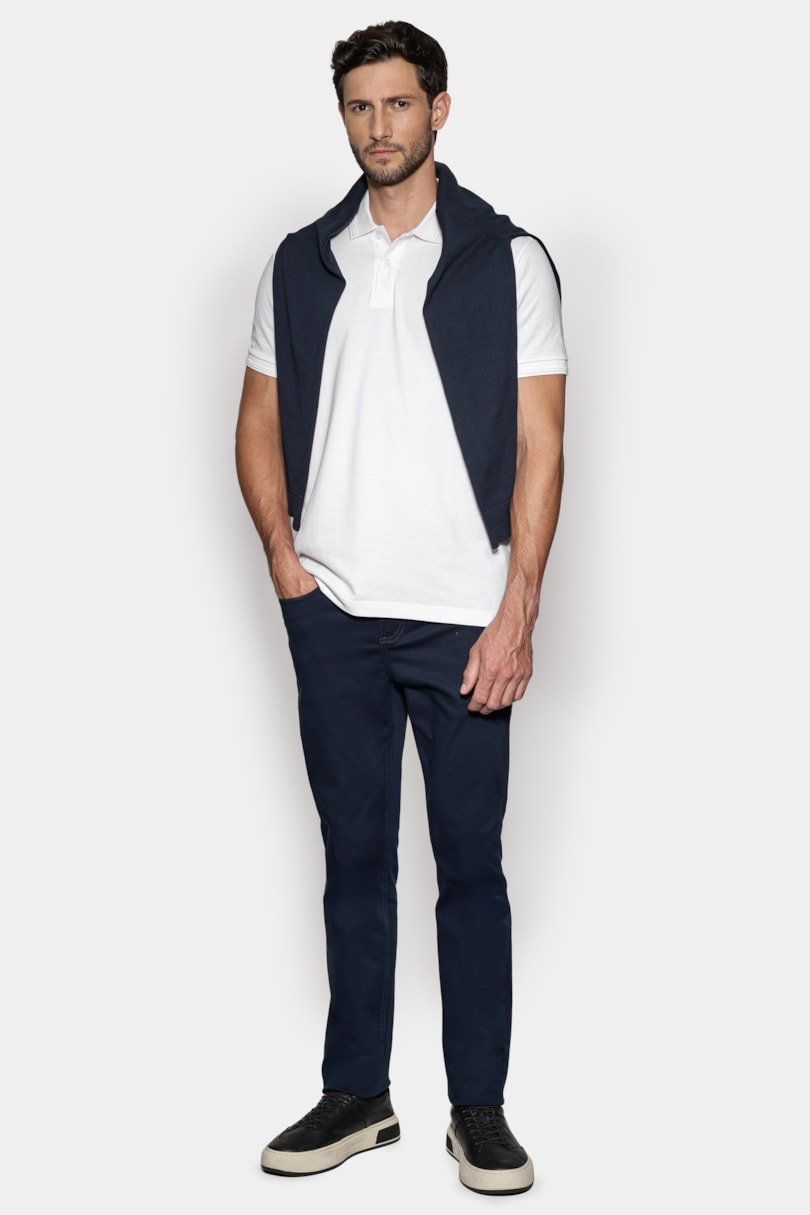 Polo Manga Curta Vista Detalhe Gola Off White