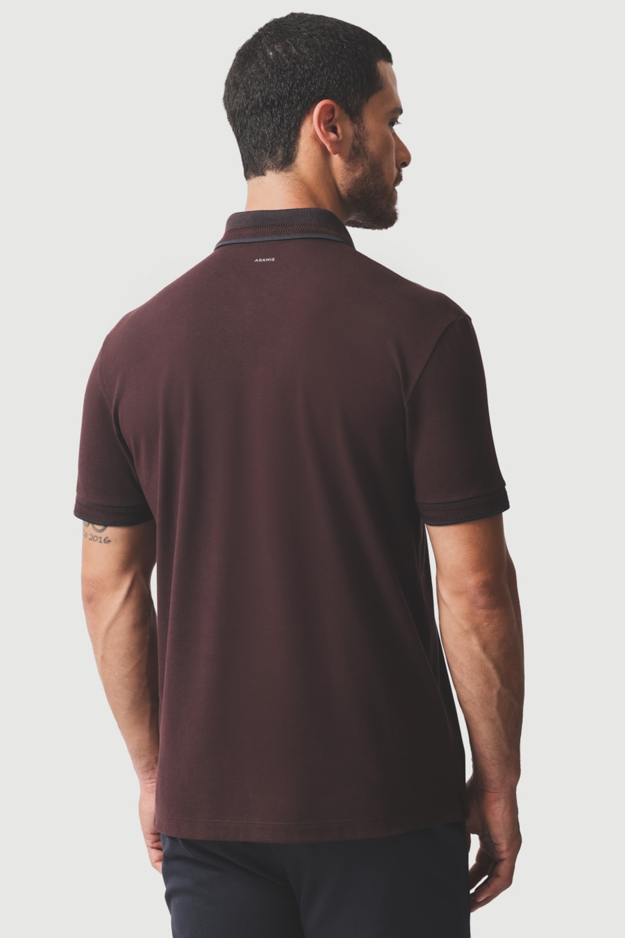 Polo Manga Curta Zíper Com Retilínea Binada Burgundy 118 — foto 4 de 5