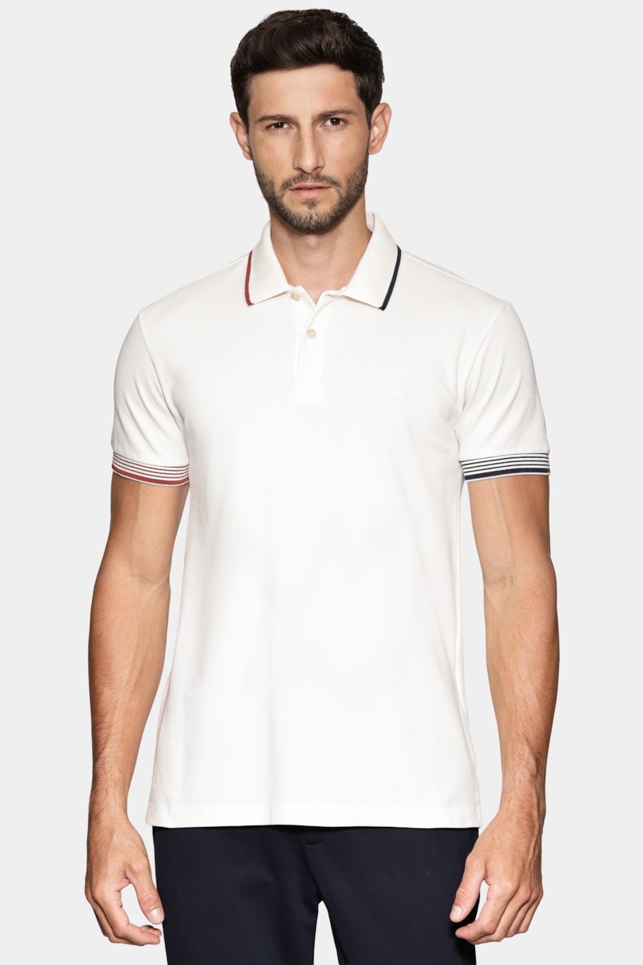 Polo Manga Custa Piquet Frisos Off White — foto 1 de 6