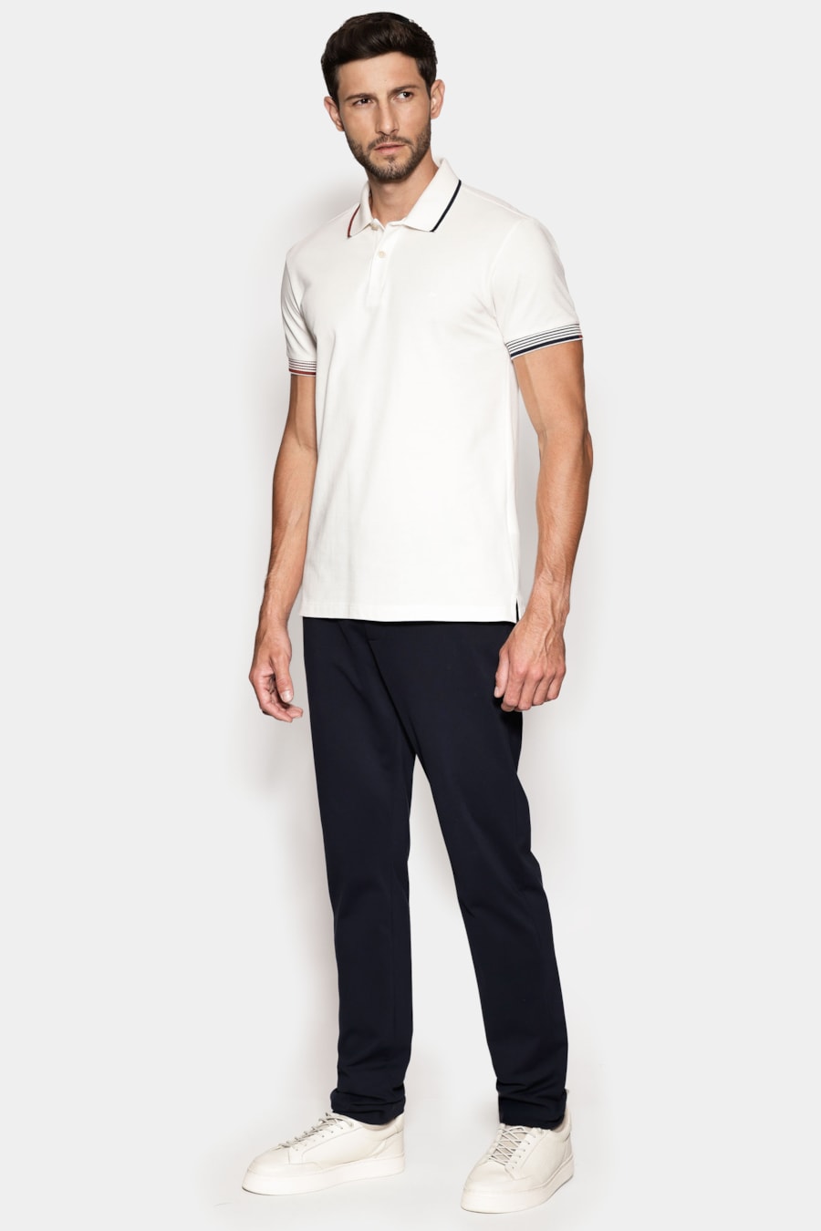 Polo Manga Custa Piquet Frisos Off White — foto 2 de 6