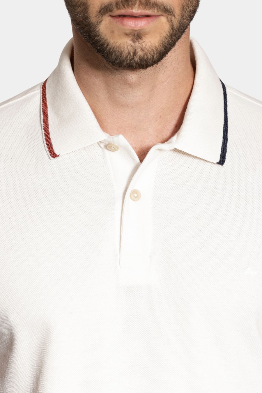 Polo Manga Custa Piquet Frisos Off White — foto 3 de 6