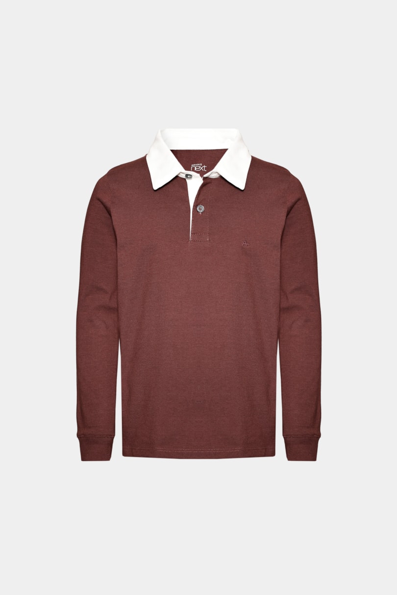 Polo Manga Longa Infantil Decote Aberto Burgundy