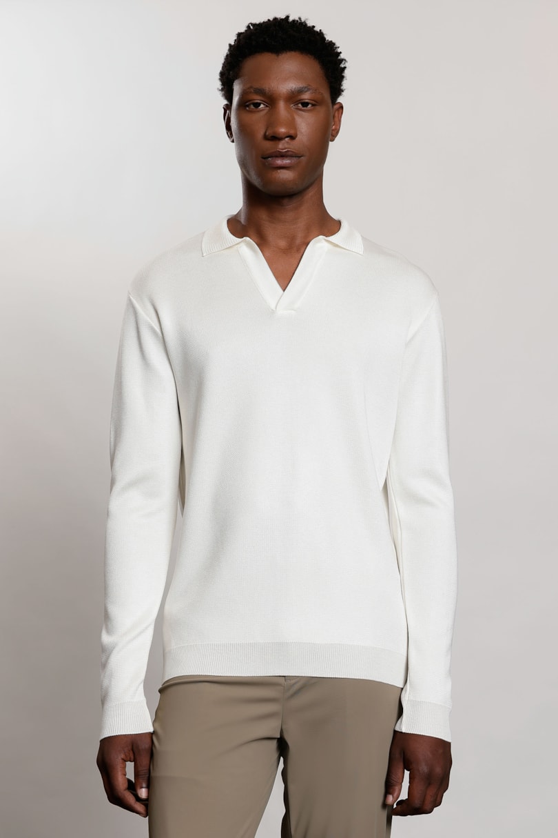 Polo Manga Longa Tricot Flowtech Rayon Branco Polar