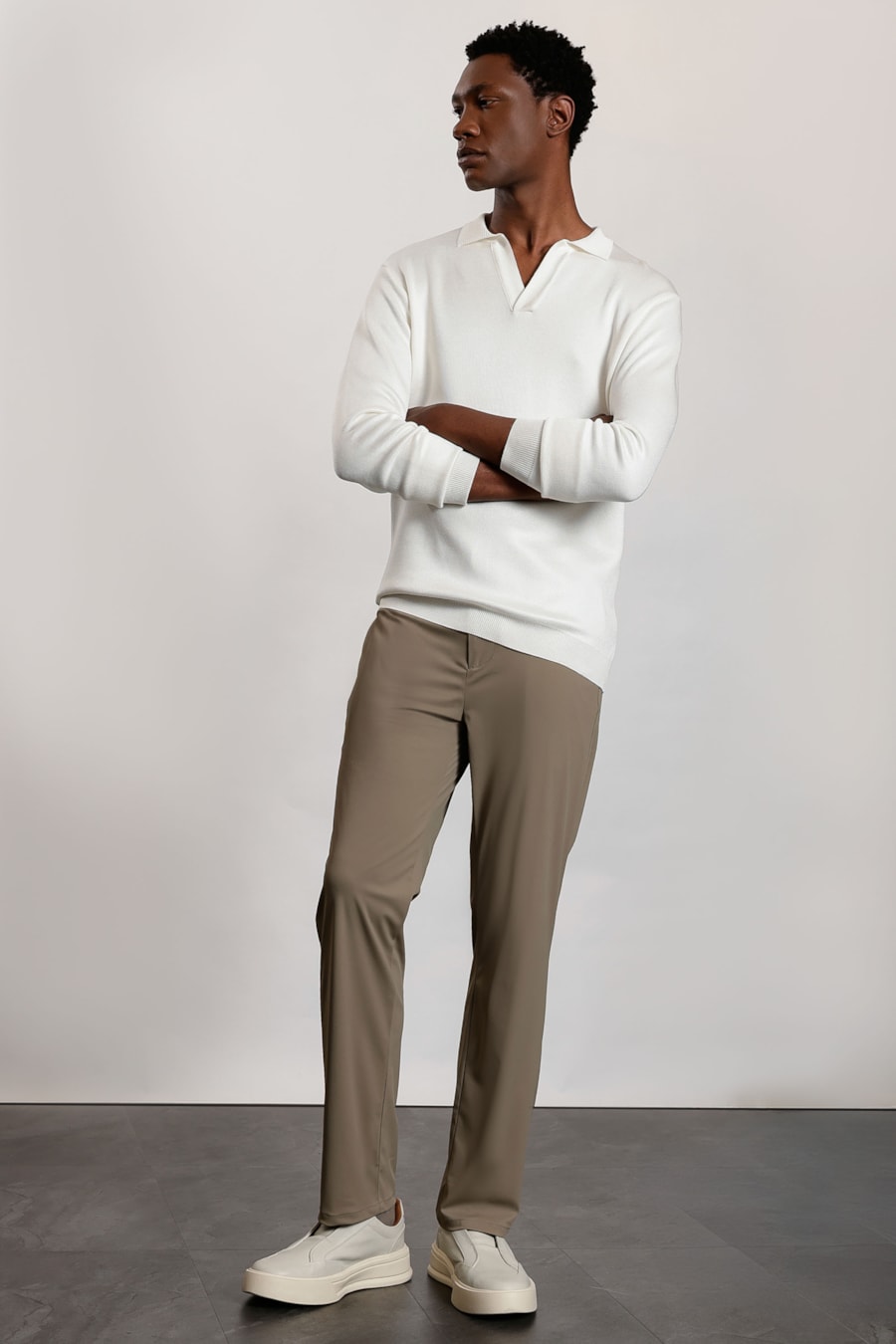 Polo Manga Longa Tricot Flowtech Rayon Branco Polar — foto 2 de 6