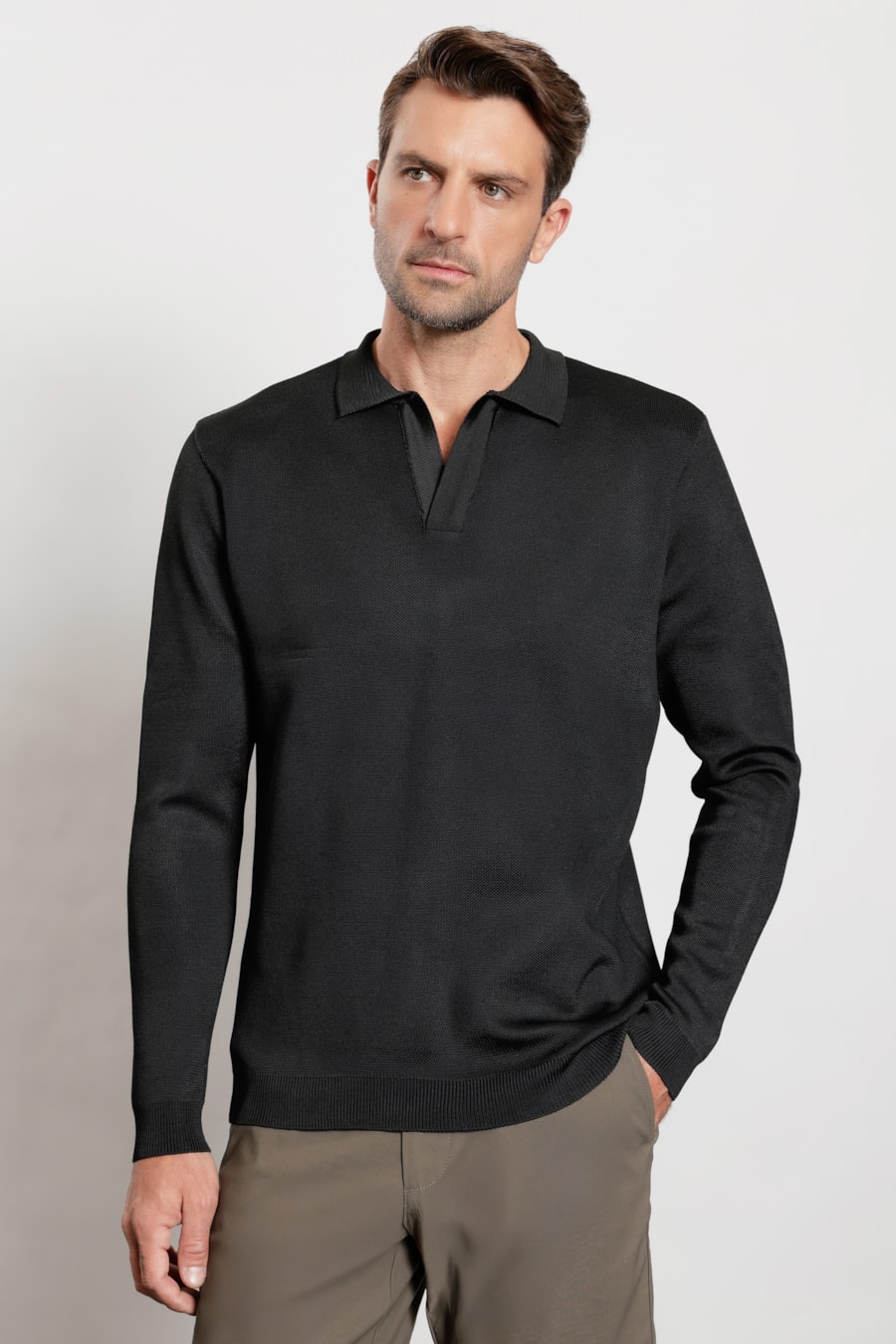 Polo Manga Longa Tricot Flowtech Rayon Preto — foto 1 de 6