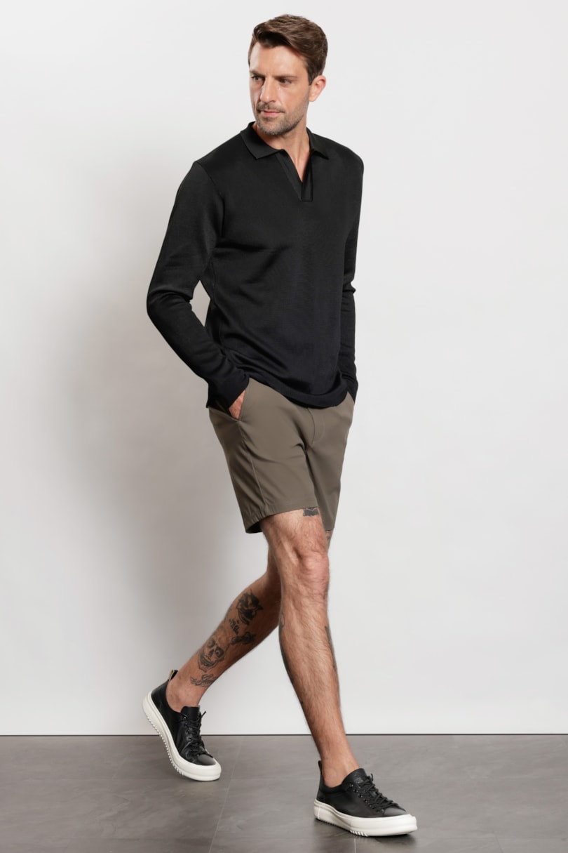 Polo Manga Longa Tricot Flowtech Rayon Preto