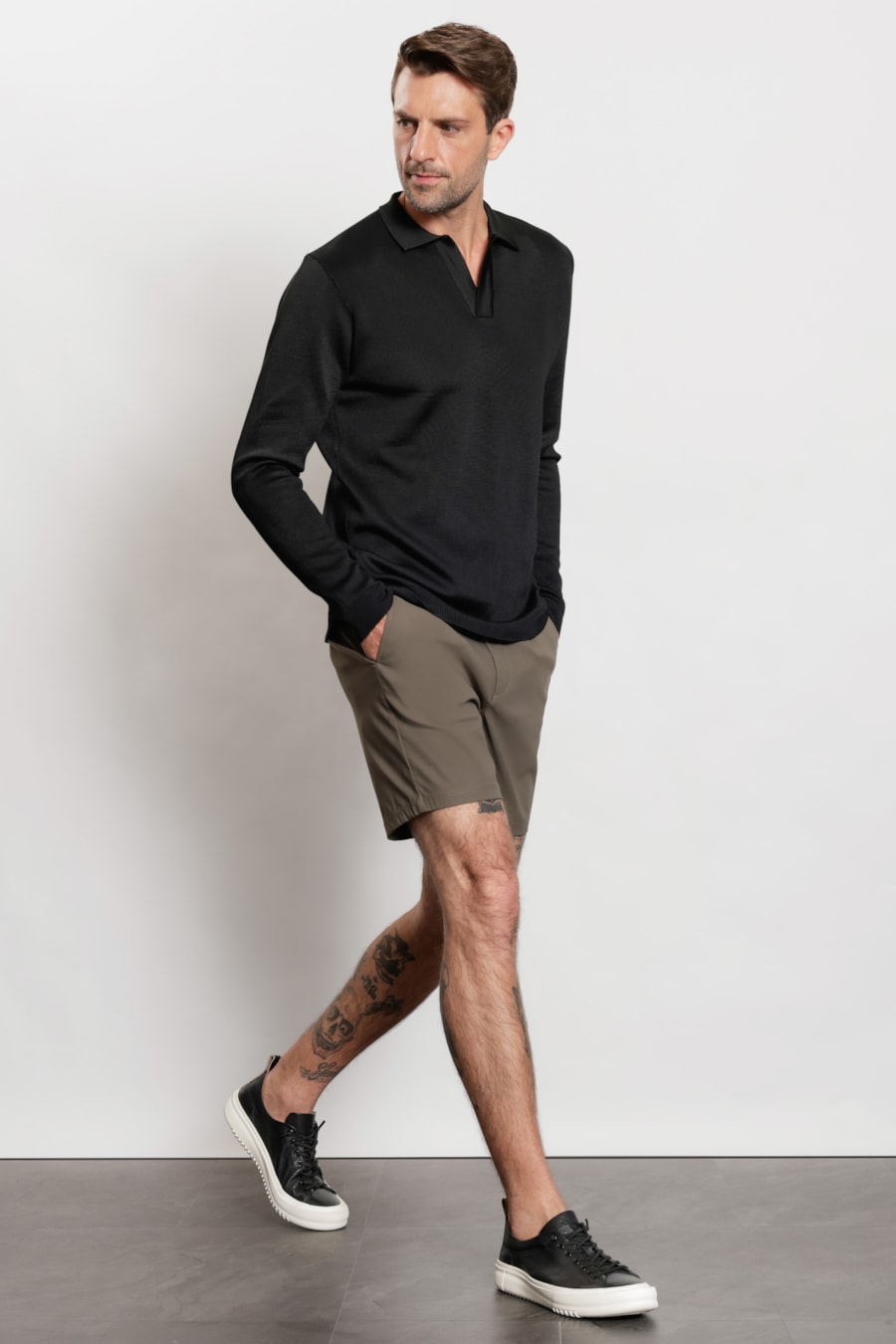 Polo Manga Longa Tricot Flowtech Rayon Preto — foto 2 de 6