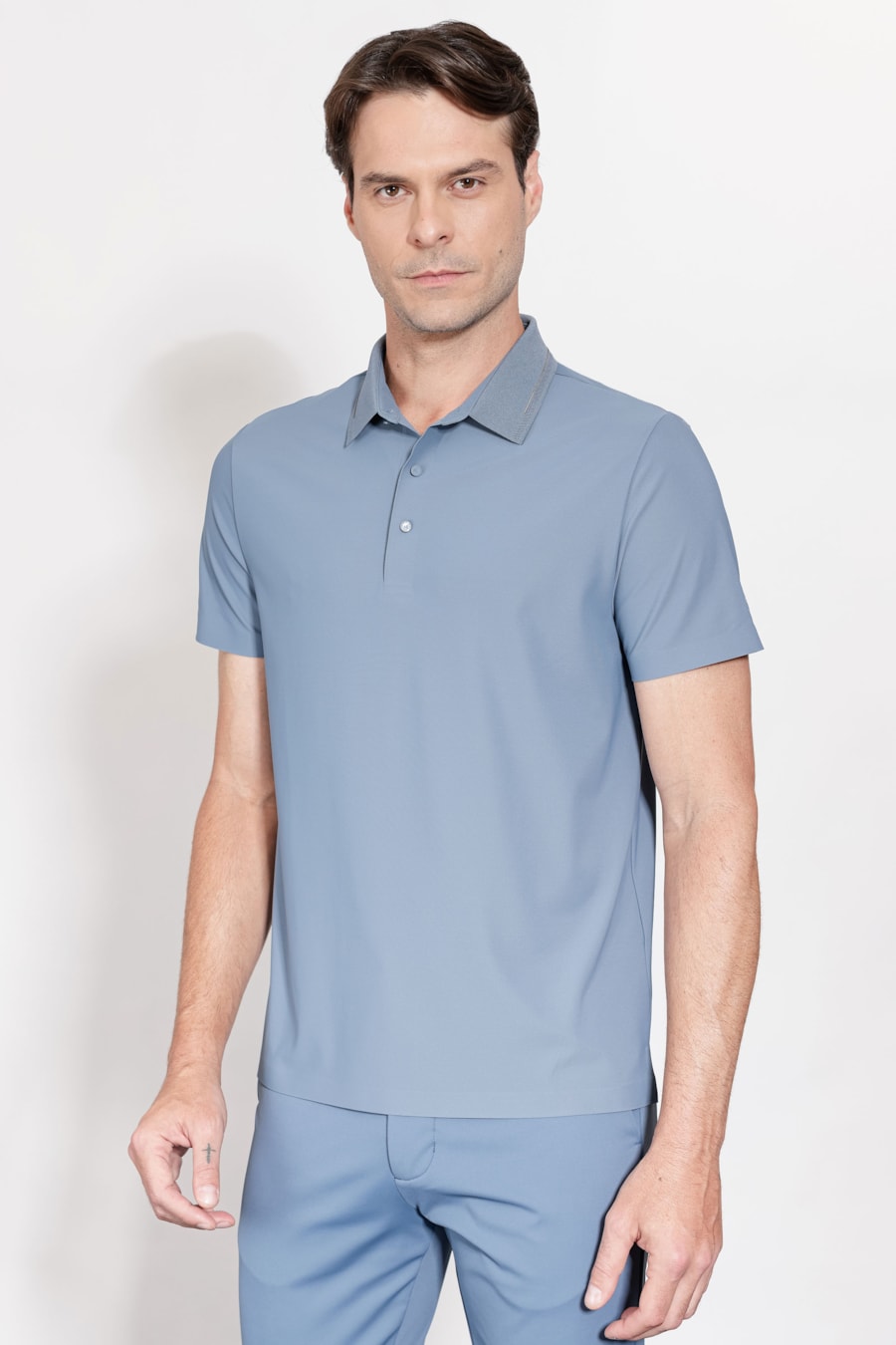 Polo Micro Piquet Bonded Azul Jeans — foto 1 de 5