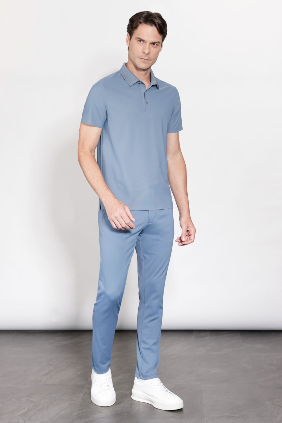 Polo Micro Piquet Bonded Azul Jeans — foto 2 de 5