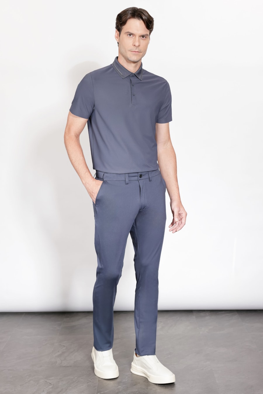 Polo Micro Piquet Bonded Marinho — foto 2 de 5