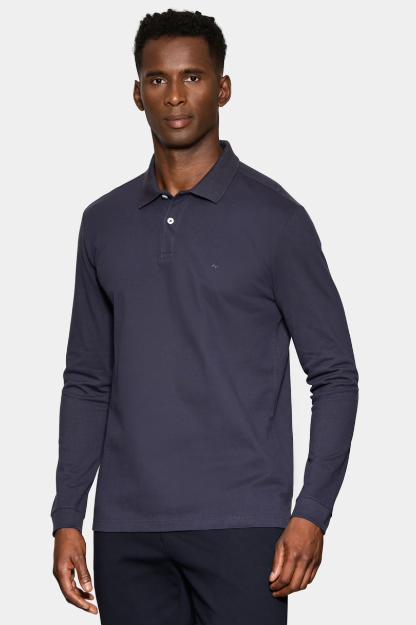 Polo Piquet Manga Longa Navy